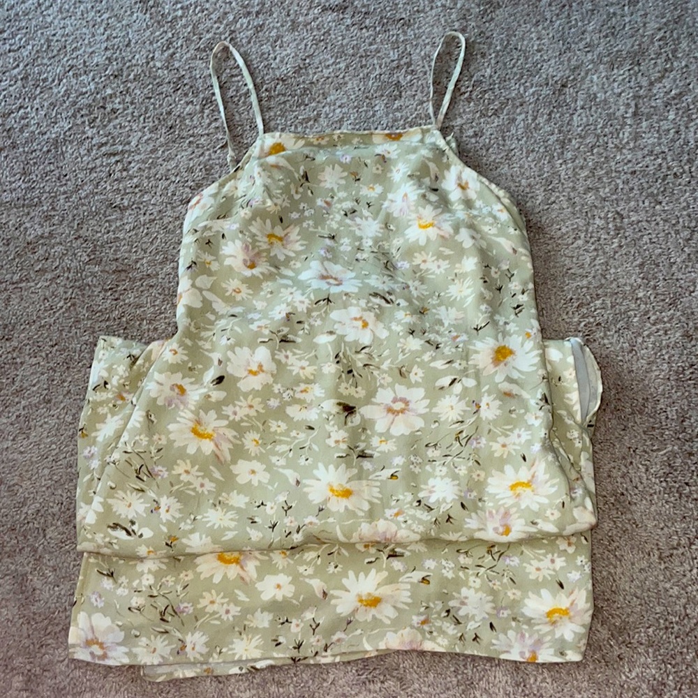 Sage green floral Midi Dress